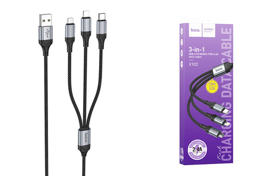 HOCO 3 IN 1 MULTY CHARGING CABLE (TYPE-C+iP+MICRO)